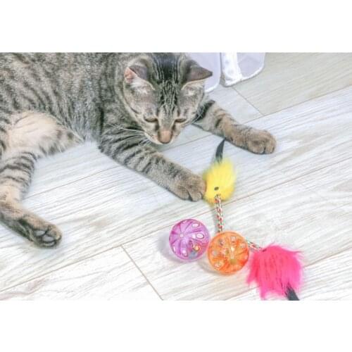 2pcs Pet Cat Toy Cat Bell Toy Artificial Fur Fish Rope Cat Toys Ball Cat Funny Interactive Toys for Cats Pet Kitten Playing