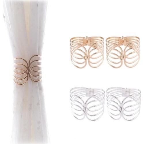 2Pcs Iron Curtain Tieback Punch Free Wing Shaped Iron Ring Curtain Clip for Home Decor for Window Curtains