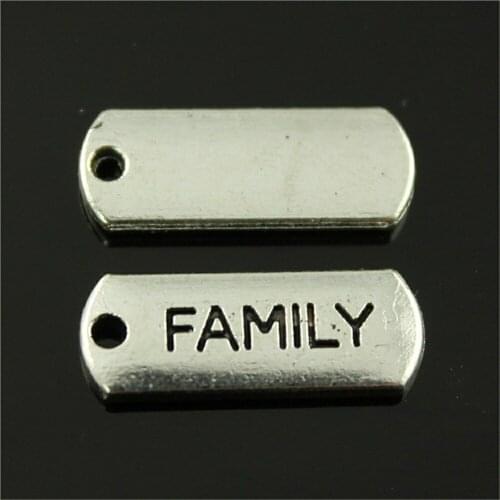 20pcs/lot Jewelry Making DIY Handmade Craft Charms 3 Colors Antique Silver Color Antique Bronze Color 21x8mm Family Tag Pendant