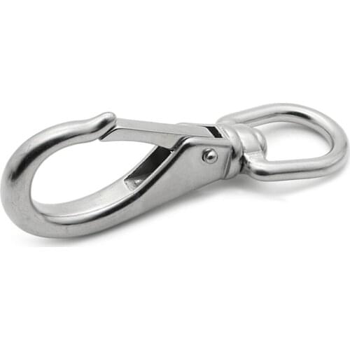 2pcs M7 Multi-purpose Silver Swivel Eye Spring Snap Hook Quick hook Chain Fastener Hook Carabiner Stainless Steel Hiking Camping