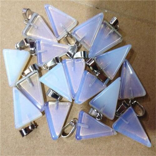 50Pcs 20x15x6mm Wholesale Whie Opal Triangle Pendant Bead DIY Earrings Jewelry Accessories S611