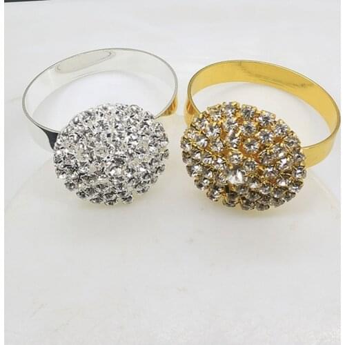 2021 6pcs Metal Napkin Link Day Party DIY Hotel Countertop Rhinestone Decoration Napkin Buckle Western Restaurant Table Supplies