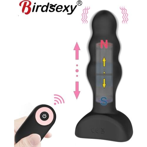 Anal Vibrator Wireless Remote Control Telescopic Dildo Vibrators Male Prostate Massager Butt Plug Vibrador Anal Sex Toys for Men