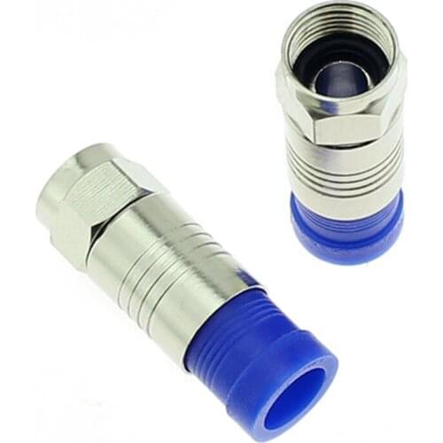 Free shipping50PCS connector F male connector for RG6 75-5 4P coaxial compression fitting Compression Coax O-Ring connector