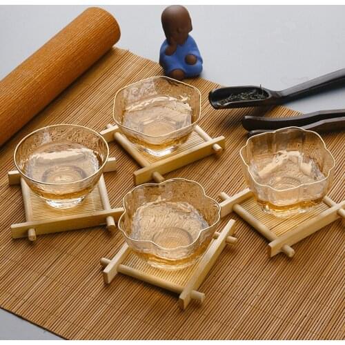 Hammered Pattern Coffee Tea Glass Cup Bowl Teacups Chinese Handmade Transparent Wine Glass Mugs Japanese Cuisine Bowl Drinkware