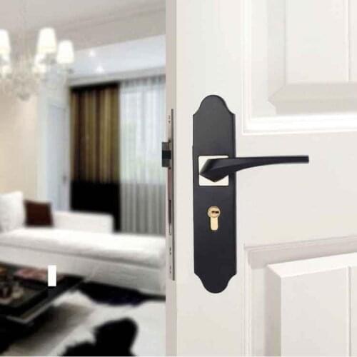Door Handle Black Space Aluminum Door Handle Indoor / Bedroom Door Lock Split Mute Door Lock, Door Hardware