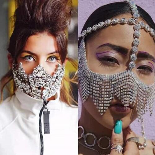 European & American Rhinestone Face Accessories For Women Elegant Festival Party Headdress For Nightclub Female Singer DWY5883