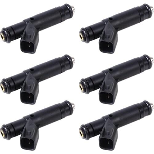 CITALL 6pcs Black Fuel Injector 4 Hole Nozzle for Jeep Cherokee XJ Grand Cherokee WJ Wrangler TJ Flow Matched 4.0L 6 cylinder