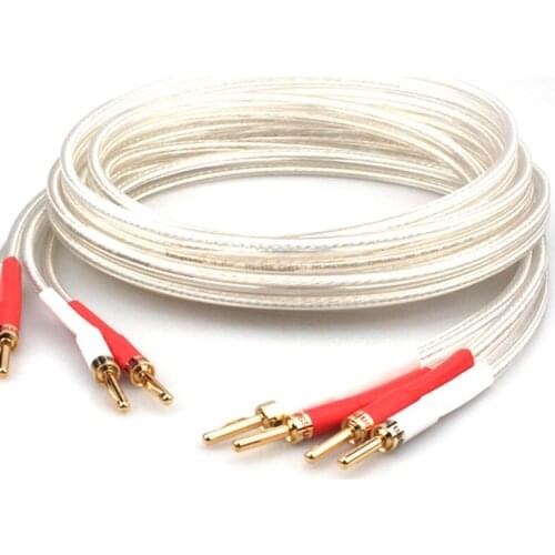 New HiFi OCC Silver-plated Speaker Cable High Performance Speaker Amplifier sound Connecting line with Gold plated plug