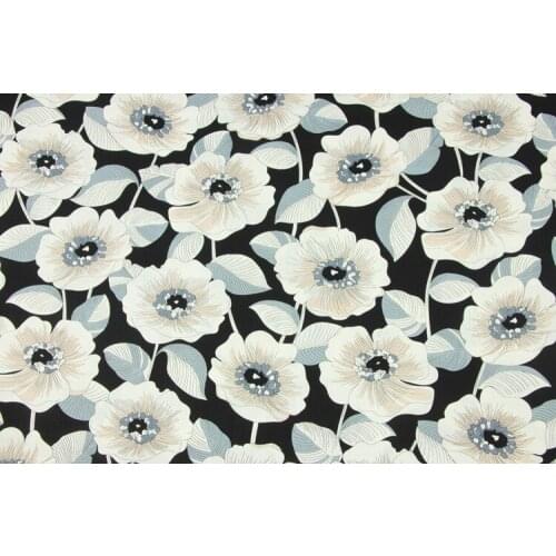 1meter Cotton Fabric flower printed quality black and white Flower printed textile Handmade materials for clothing home deco