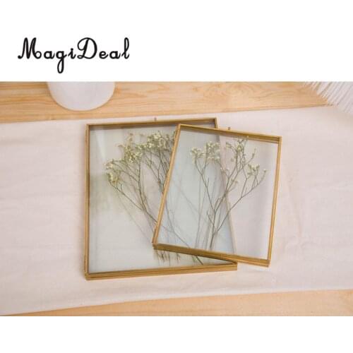 MagiDeal Antique Brass+Glass Photo Frame Free Stand Hanging Picture Frames Home Decor Gift