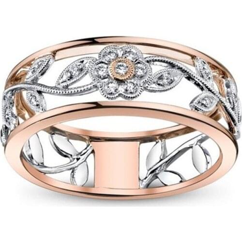 Fashion Flower Leaf Hollow Out Ring Personality Simple Female Engagement