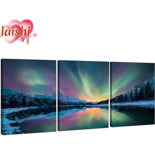 3pcs Northern Lights Landscape Diamond Embroidery Cross Stitch Diamond Painting Kits Mosaic Sale Rhinestones Art Handwork Gift
