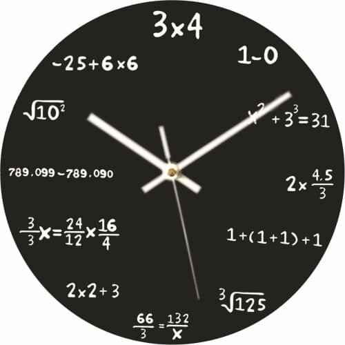 New Creative Mathematic Wall Clock 30cm Large Math Formulas Clock Hanging Watch Black for Home Bedroom Decorative Ornament