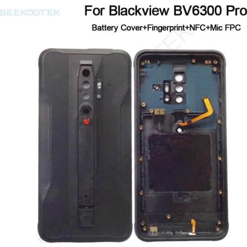 New Original Battery Cover Back housing case Protective shell + Fingerprint+NFC+Mic FPC Patrs For Blackview BV6300 Pro Cellphone