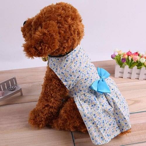 Pet Clothes Floral Print Dress-up Skin Friendly Pet Dog Cats Princess Dress for Summer