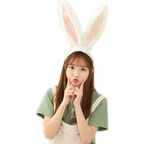 Cosplay Rabbit Hair band Girls Hat Plush Rabbit Bunny Ears Hat Earflap Cap Hair band bunny ears Gifts For Girl Women Photo props