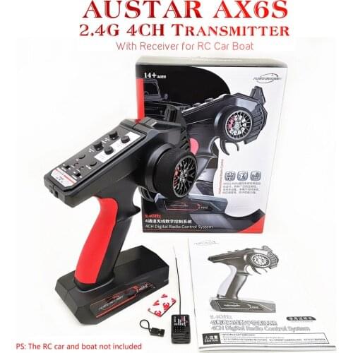 Original AUSTAR AX6S 2.4GHz 4CH Digital Radio Remote Control Transmitter with Receiver for RC Car Boat RC Car Parts Accessories