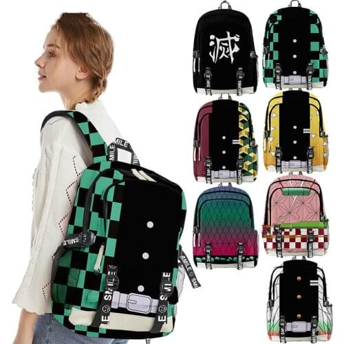 Demon Slayer: Kimetsu No Yaiba Backpack Canvas Bag Kamado Tanjirou School Bags Girl & Doy Mochila Fashion Feminina Notebook Bag
