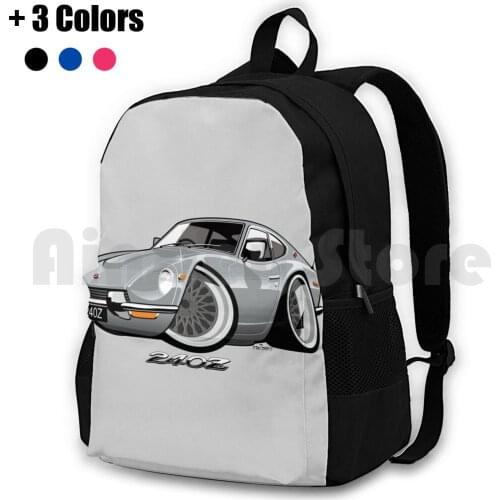 Datsun 240Z Caricature Silver Outdoor Hiking Backpack Riding Climbing Sports Bag Datsun Nissan Fairlady 240Z 240 Z 260Z 260 Z