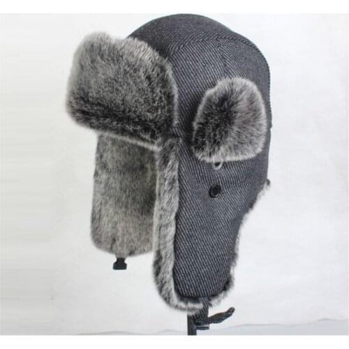 B-8539 Mens Bomber Hats Plus Size Adult Outdoor Warm Cap Male Windproof Cap Fur Bomber Hat B-8539