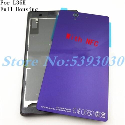 Battery Cover Replacement For Sony Xperia Z L36h LT36 C6602 C6603 Housing Middle Frame+Battery Glass Back Cover+Dust plug