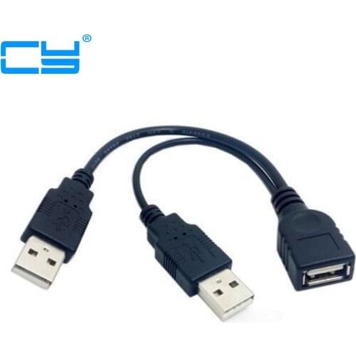 USB 2.0 Female A to Dual A Male Data Y Cable HDD Power Supply Cord for External 2.5" Hard Disk Drive