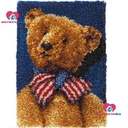 Diy Latch Hook Rug Kits"teddy bear"knitted carpet embroidery Crocheting needle for carpet embroidery Yarn Foamiran for crafts