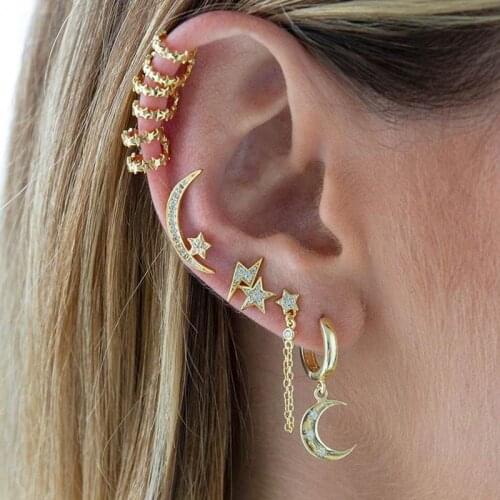 Godl color double star ear cuf smooth double star earrings no pierced stack small sized little girl earring cuff women jewelry
