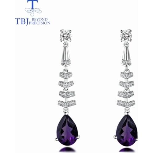 TBJ,amethyst earring natural gemstone classic design 925 sterling silver fine jewelry for girl anniversary party & daily wear