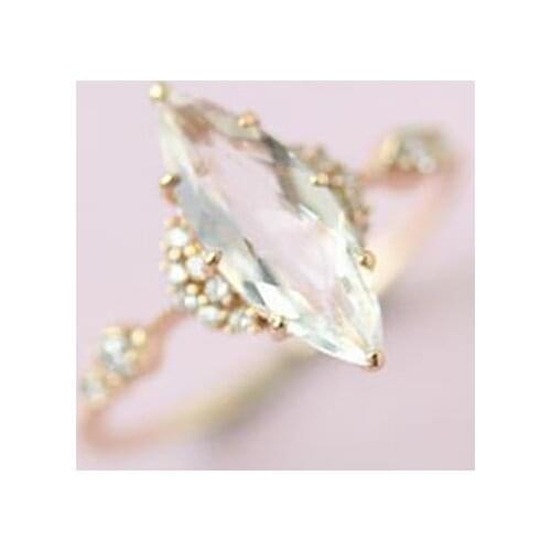 Original design horse eye diamond retro white crystal light luxury noble cut sparkling womens opening adjustable ring