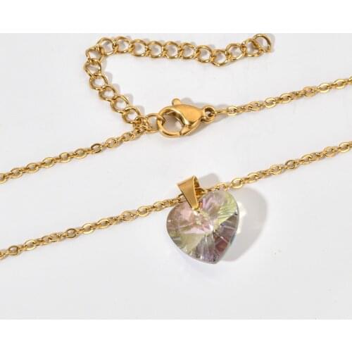 ZMZY Gold Color Simple Shining Heart Chocker Chain Necklace Women Crystal Rhinestone Necklace Pendant Jewelry Gift