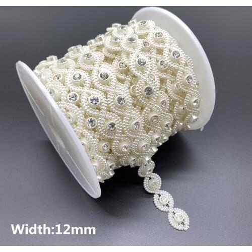 1Yards Chain Pearl Crystal Jewelry Chain Sew On Trims Wedding Dress Costume Applique Jewelry Making DIY Accessories #08