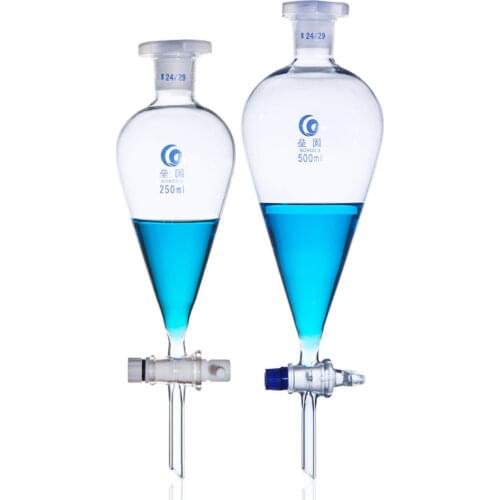 High quality Pear-shaped glass separating funnel with glass stopper Liquid funnel Experimental consumables Laboratory equipment