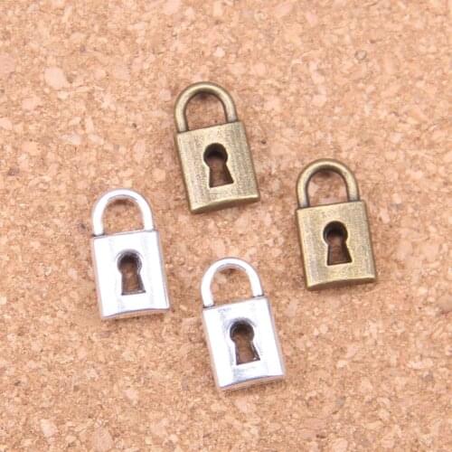 20pcs Charms lock 14x8mm Antique Pendants,Vintage Tibetan Silver Jewelry,DIY for bracelet necklace