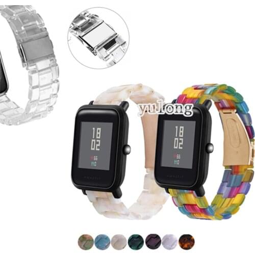 20mm Transparent Resin Strap Band for Huami Amazfit Bip U S lite GTS 2 GTR 42mm Smart Watch Repleacement Wrist band strap