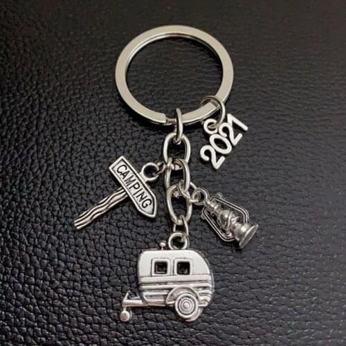 2021 Bus Street Sign Lamp Keychain Creative Retro Graduation Travel Keychain Friend Gift