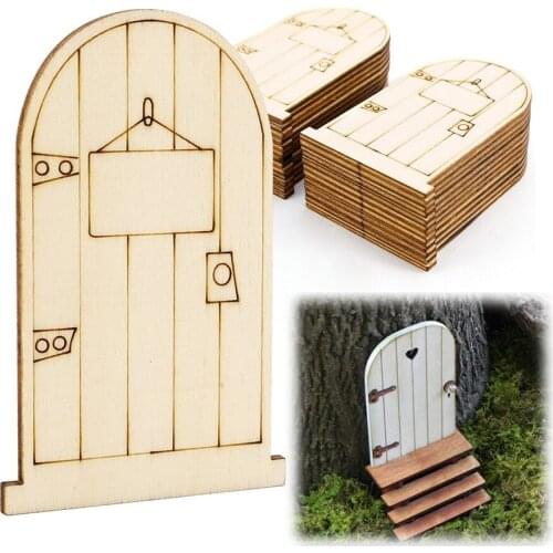 25pcs Laser Cut Wooden Fairy Faerie Elf Doors Unpainted with Plaque Birthday Party Wedding Wecoration DIY Craft Supplies