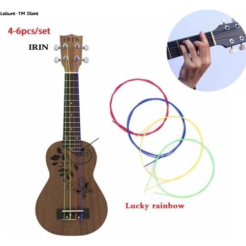4-6pcs/set Nylon Rainbow Colorful Ukulele Strings Durable Replacement Part For Ukulele Guitar Musical Instrument Accessorie