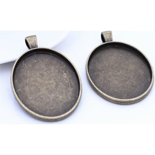 4pcs 30x40mm Inner Size Antique Bronze Plated Simple Style Cabochon Base Cameo Setting Charms Pendant-A1-22