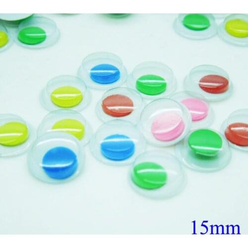500pcs/lot 15mm Hot Sell Random Mix Colorful Round Movable Plastic Doll Eyes For Doll Toy/Scrapbook Handmade DIY Crafts EA293