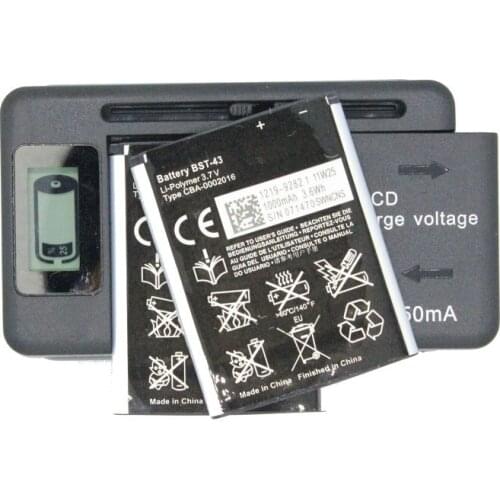 2x 1000mAh BST-43 / BST43 Replacement Battery + LCD Charger For WT13I Yari U100 U100i J10 J20 J108 J108i S001 CK13I T715 ect