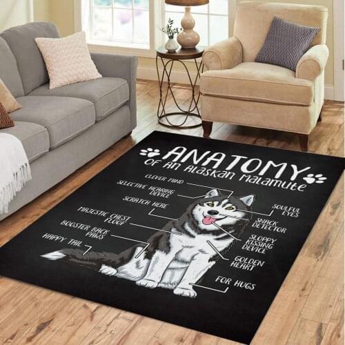 Anatomy Alaskan Malamute 3D Printing Carpets For Living Bed Room Large Non-slip Yoga Washable Rug Home Decora