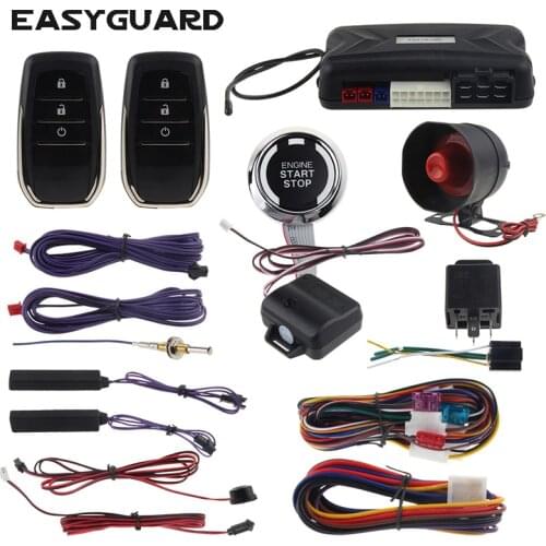 EASYGUARD PKE car alarm proximity alarm auto unlock lock universal remote engine start & push start button shock alarm warning