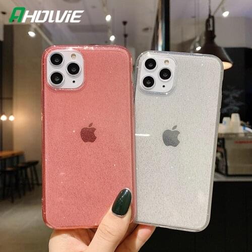 Glitter Clear Silicone Case For iPhone 11 Pro Max 12 Mini X XR XS 8 7 6 6S Plus SE 2020 Back Cover Transparent Phone Accessories