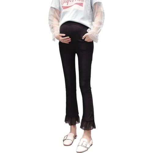 Pregnant women pants flared pants summer maternity clothes stomach lift pregnant women pants spring and autumn leggings