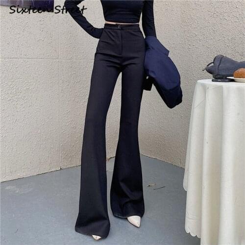 Casual Suit Pants Women Autumn Winter Black High Waist Loose Trousers Mopping Flared Pants Female Korean Clothing Aesthetic Y2K