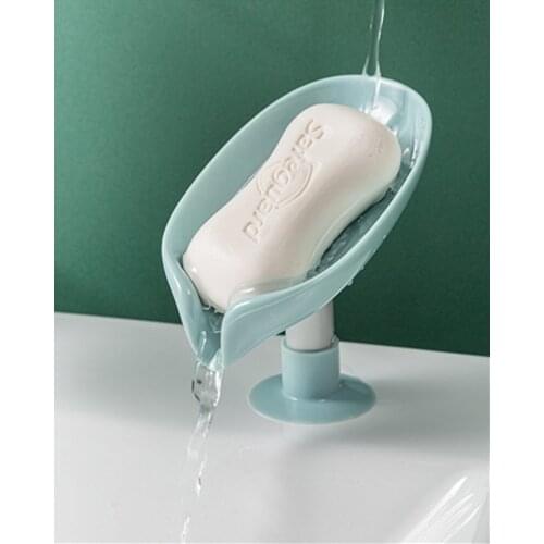 Drain Soap Box Leaf Soap Box Creative Home Furnishing Free Perforation Suction Cup Soap Box Bathroom Gadgets Drain Shelf Plate