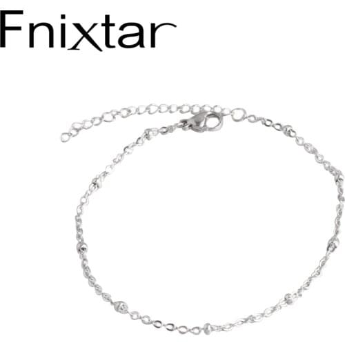 Fnixtar 2mm Thickness Stainless Steel Clamp Bead Chain Bracelet DIY Ball Bead Chain Bracelet 21+5cm 20pcs/lot