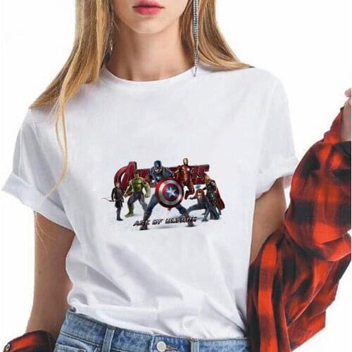 Marvel Superhero T-shirt Womens Avengers Assemble Printed Hipster Cool Unisex Clothes Usa Streetwear Y2k Tops Female Tee shirt